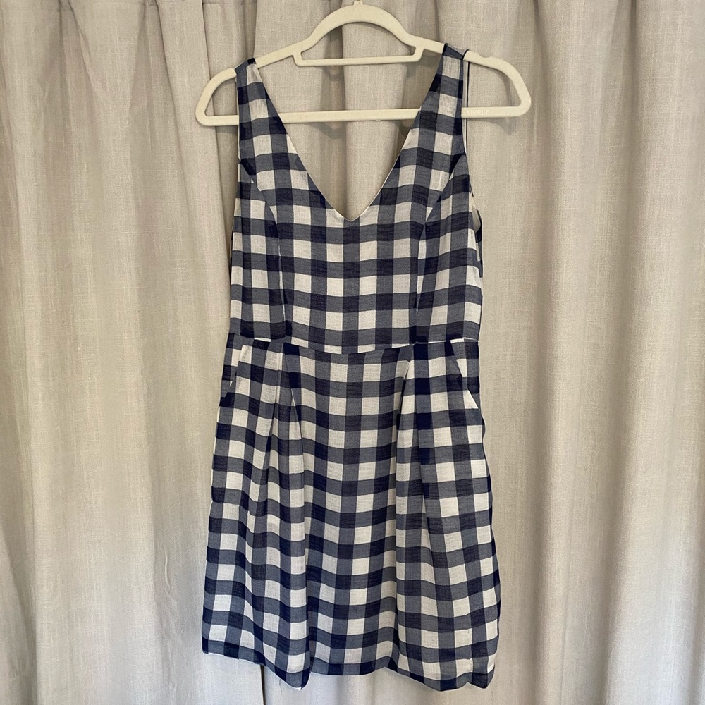 Navy and white gingham dress